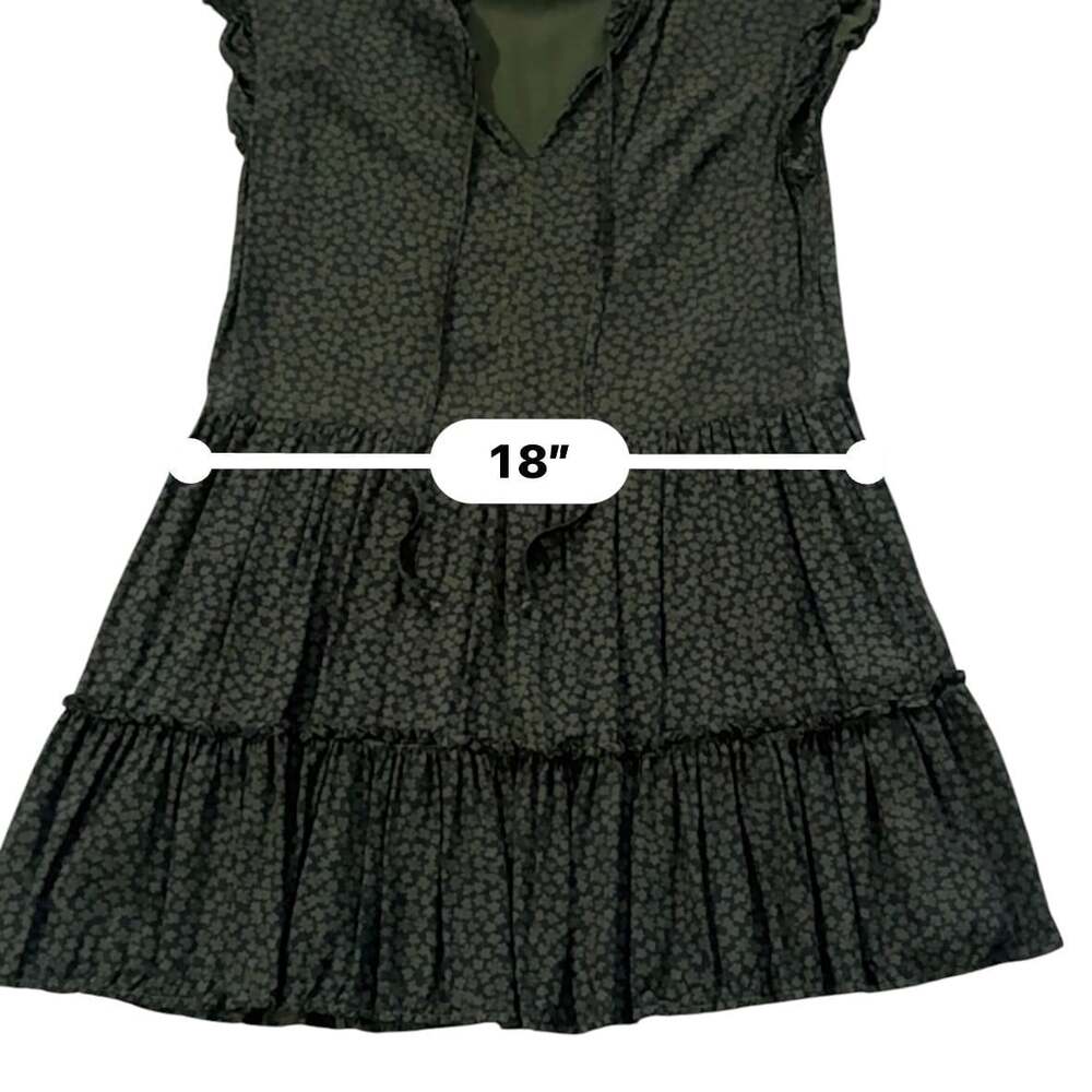 Sundry Olive Ditsy Floral Tiered Ruffle Mini Size S Cottagecore Wedding Guest - Picture 15 of 15